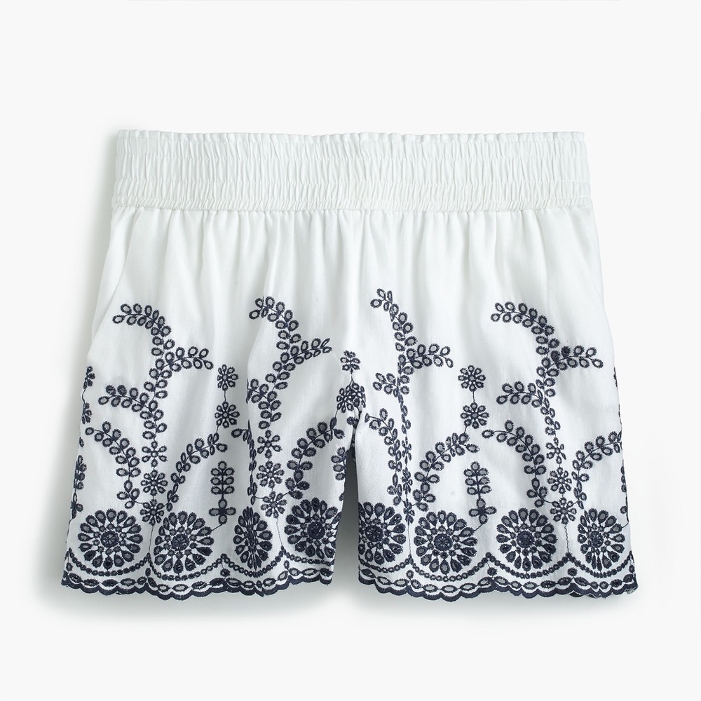 J. Crew Pull-on Short with Floral Embroidery